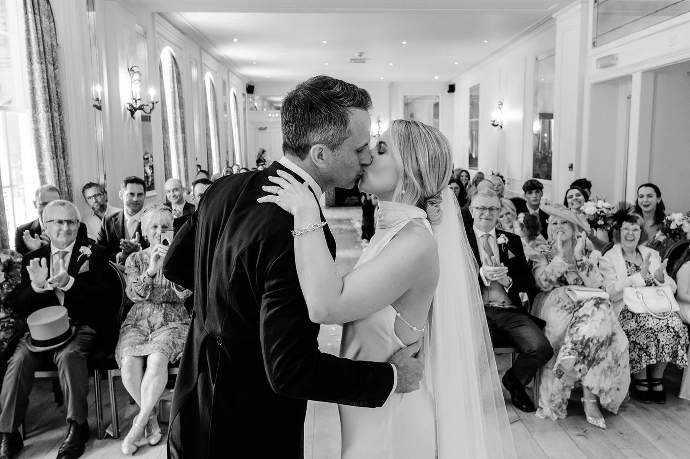 Alis and Brad exchanging rings at Hotel du Vin Tunbridge Wells