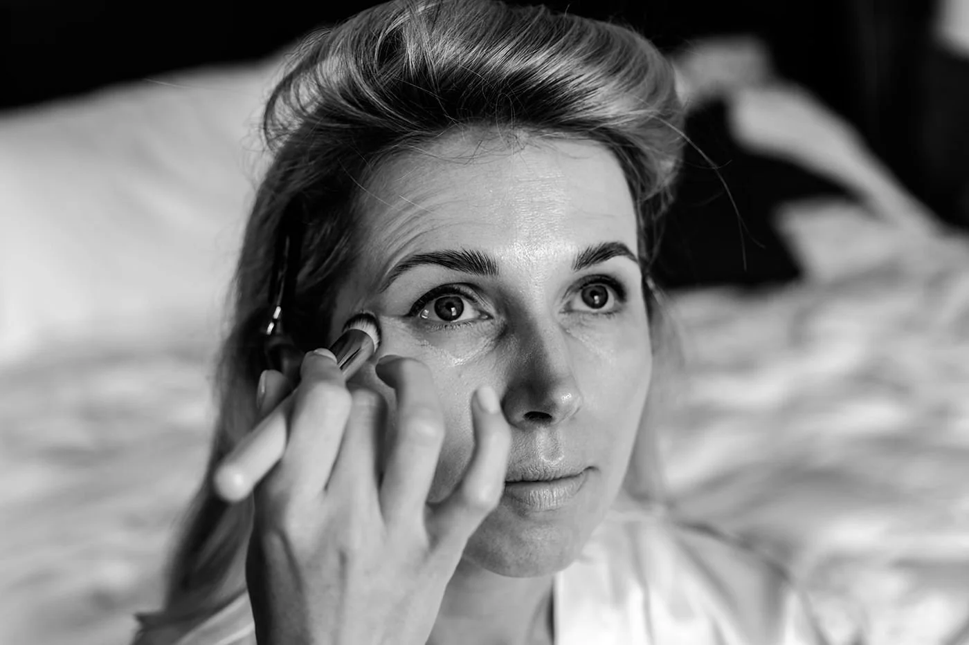 Bride Alis at the start of her wedding day at Hotel du Vin Tunbridge Wells