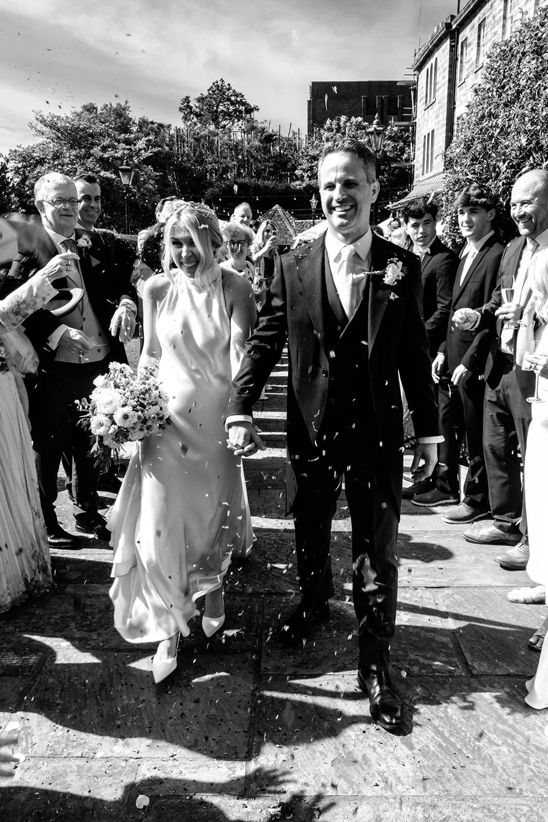 Alis and Brad first kiss as husband and wife at Hotel du Vin Tunbridge Wells