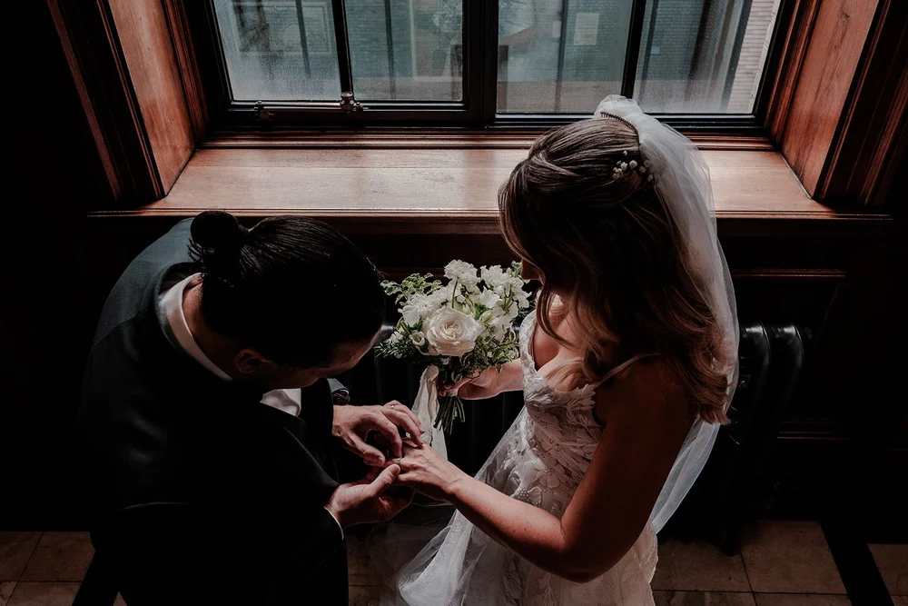 Confetti on the steps of Old Marylebone Town Hall, documentary wedding photography by Oliver Holder - 3
