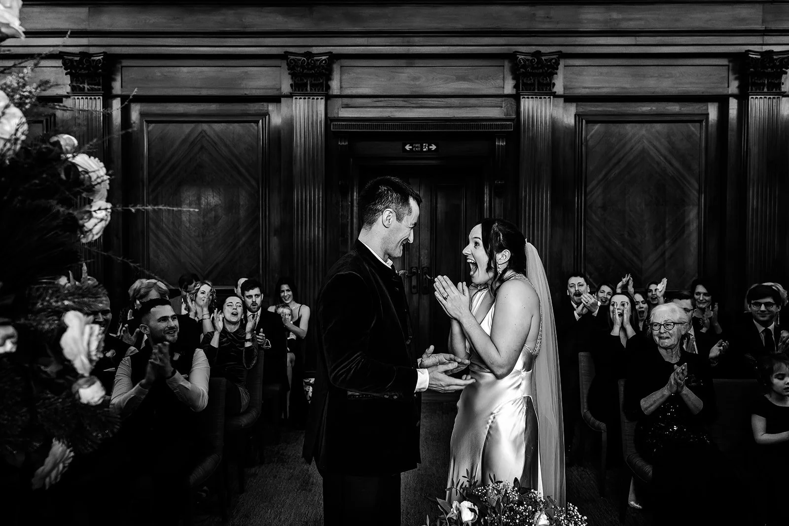 Lizzie and James wedding portrait at Marylebone Town Hall