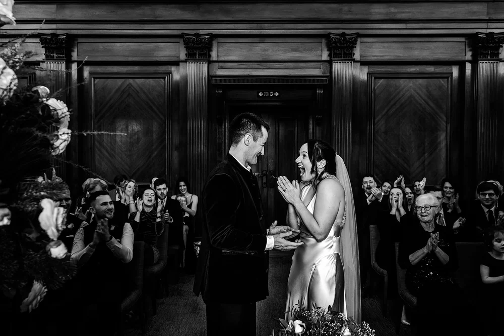 Documentary wedding photography inside Old Marylebone Town Hall, London - 3