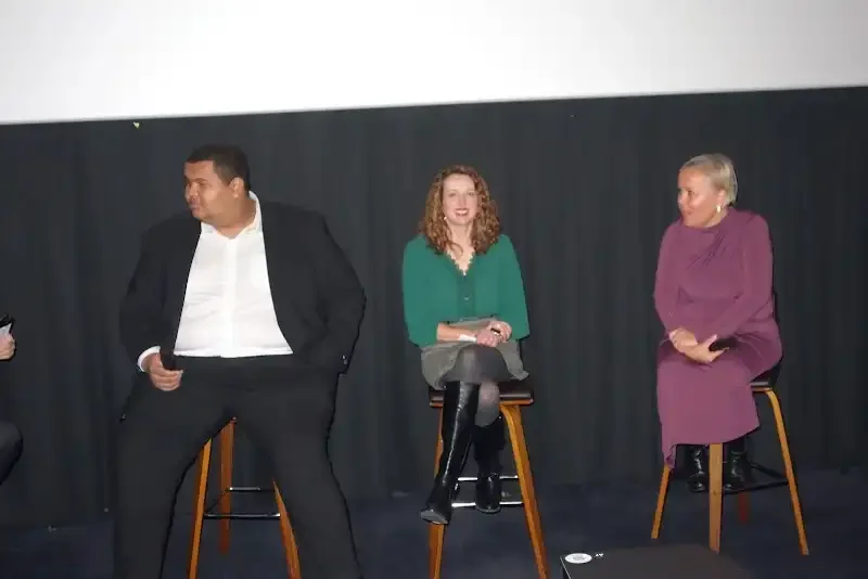 Garrett Bam Morgan Jr. and Natalya Murakhver on stage for the post-screening panel in New York