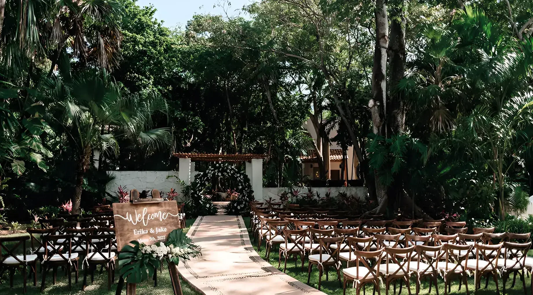 The Oasis Garden at Mahekal Beach Resort in Playa del Carmen, Mexico, a lush garden destination wedding venue