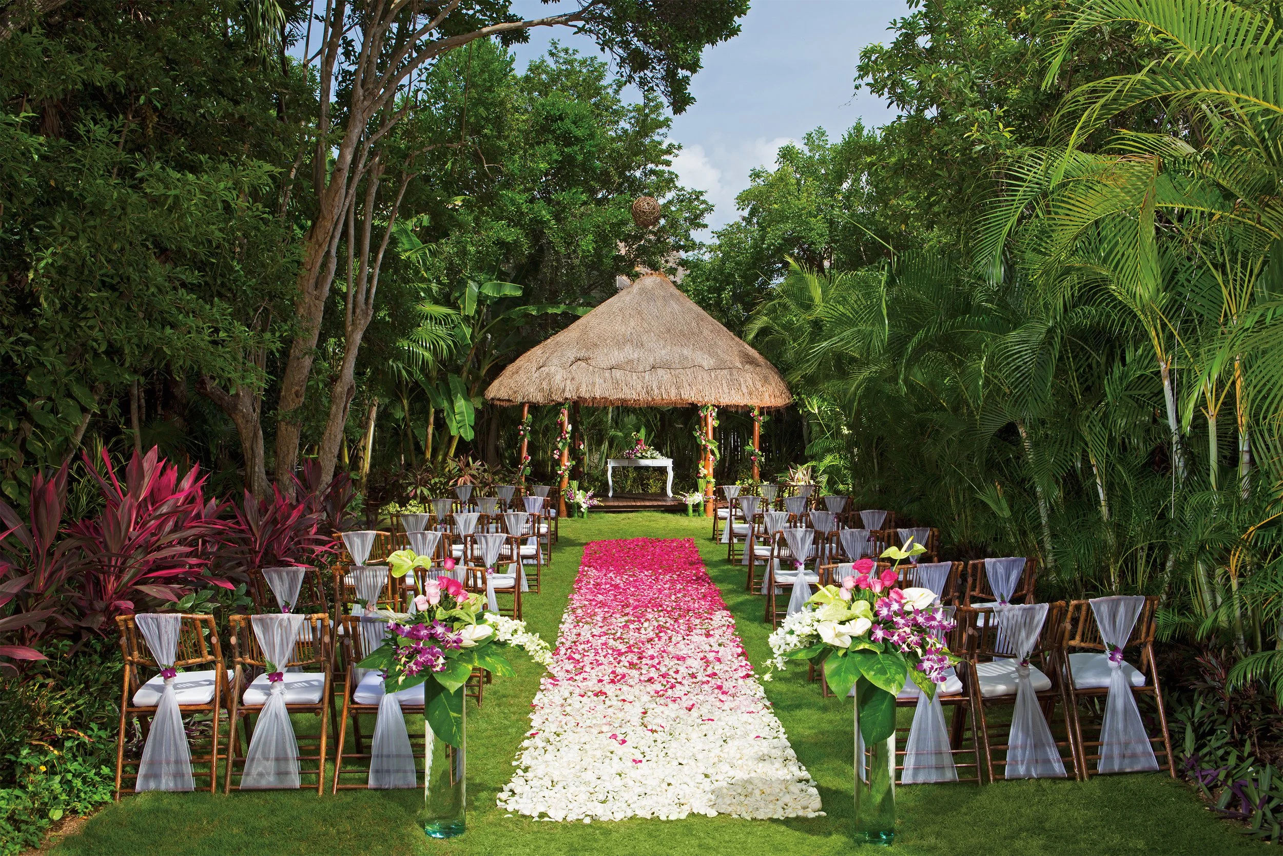 Secret Garden Gazebo ceremony space at Dreams Tulum, a private garden destination wedding venue in Mexico