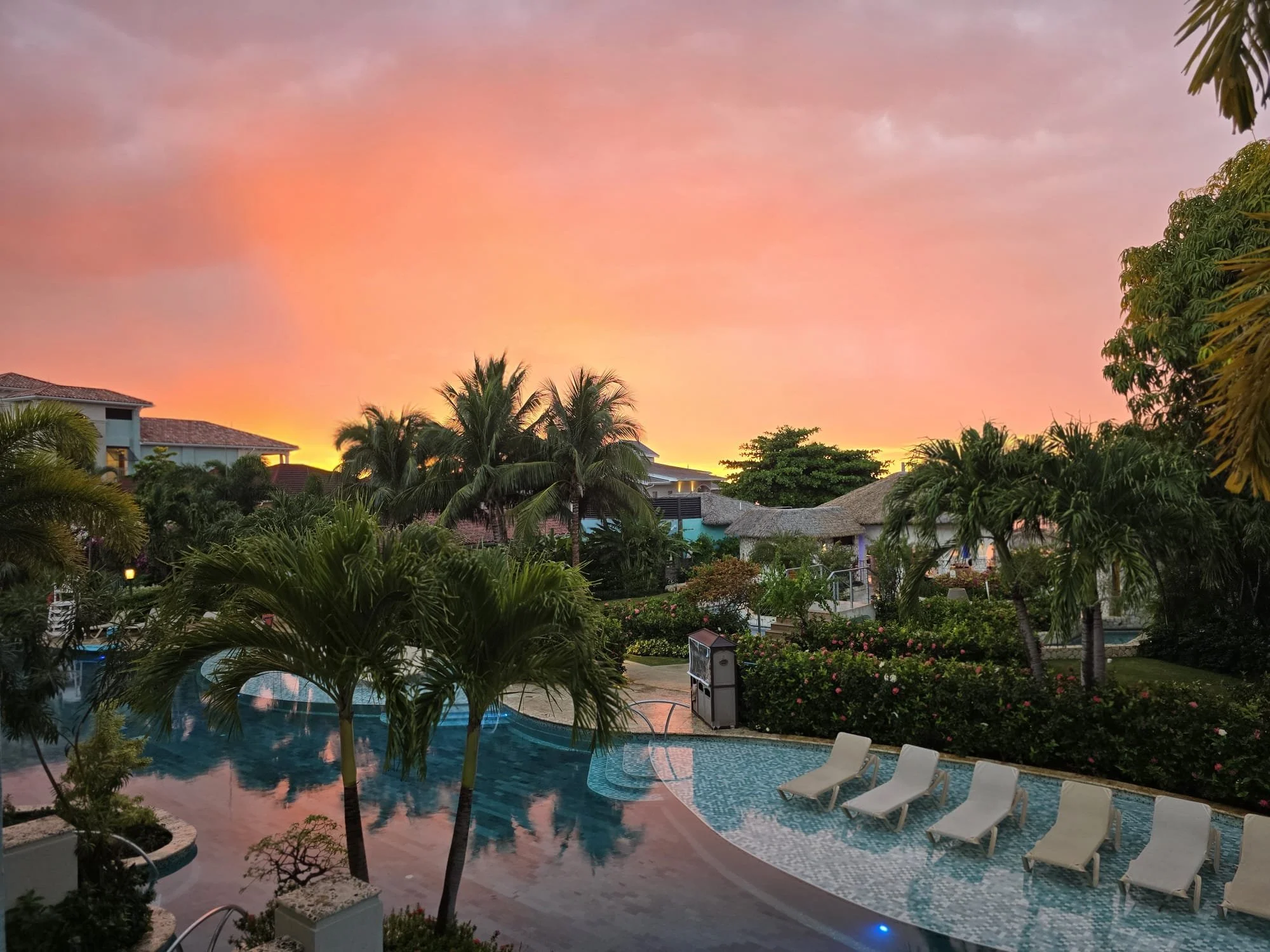 Jamaica ocean gazebo at sunset