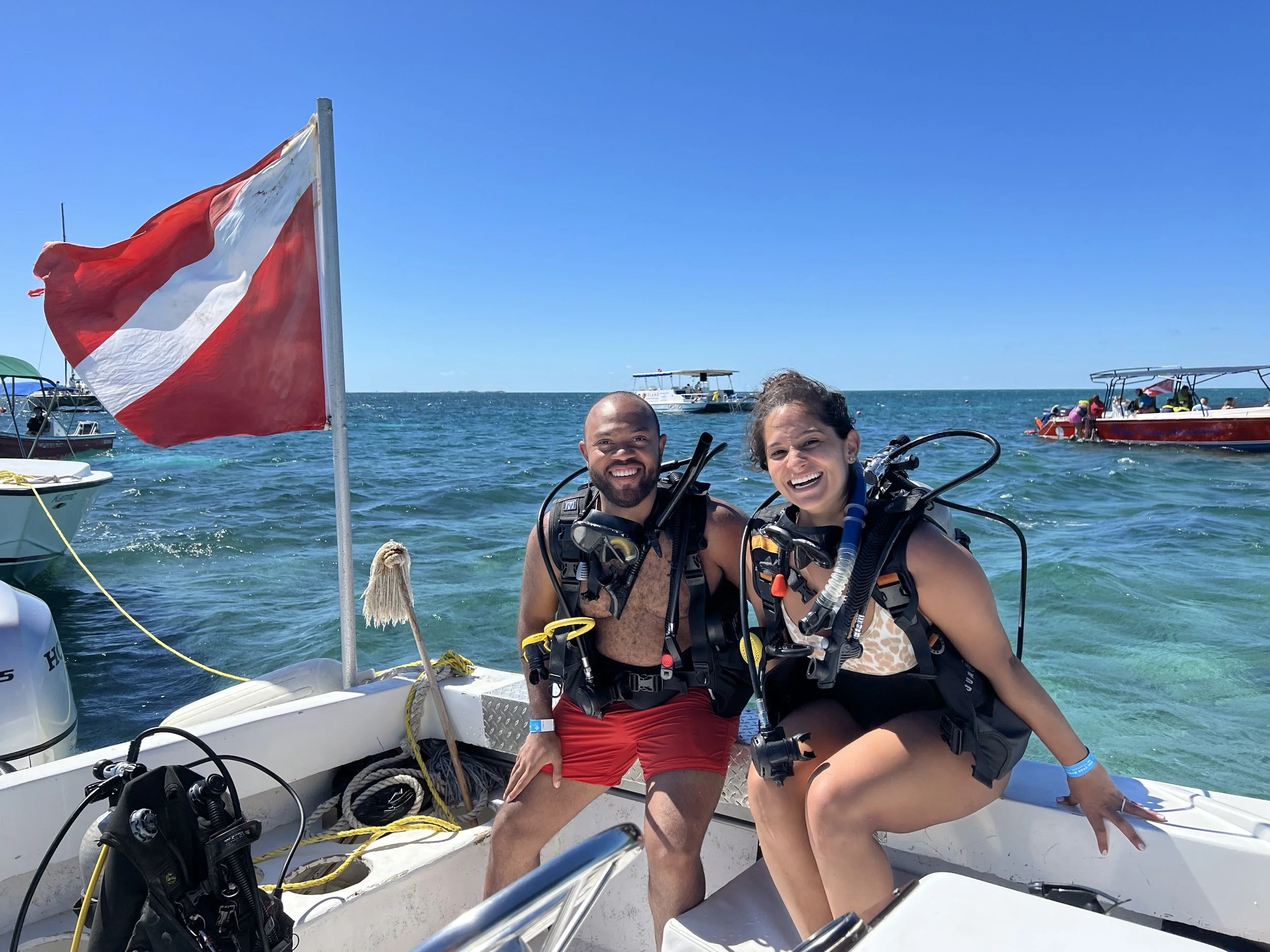 Honeymoon couple relaxing with ocean view