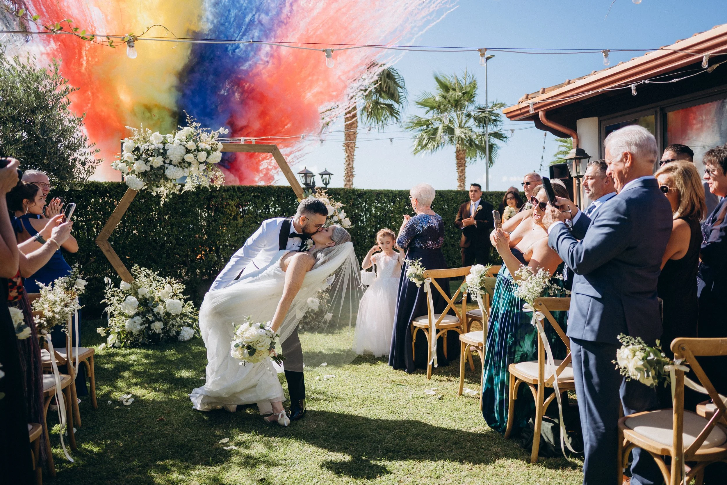 Courtney and Bradley final kiss moment in Sicily during their week-long wedding at sea