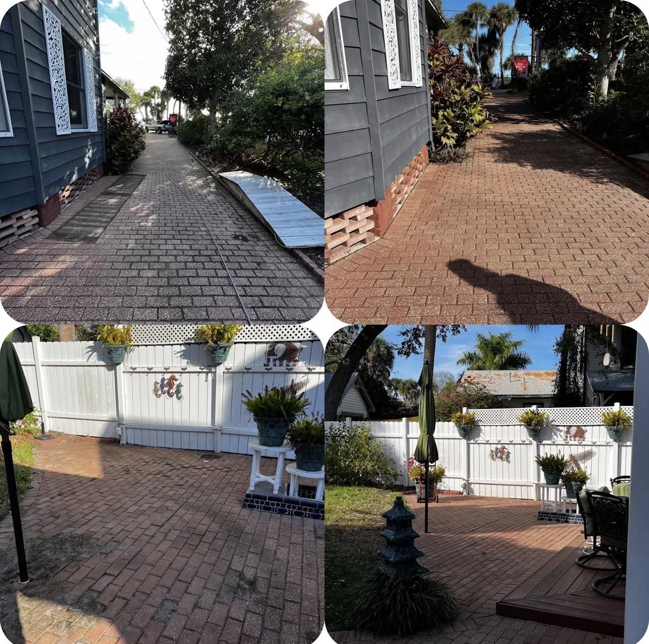 Before and after paver cleaning project in Brevard County