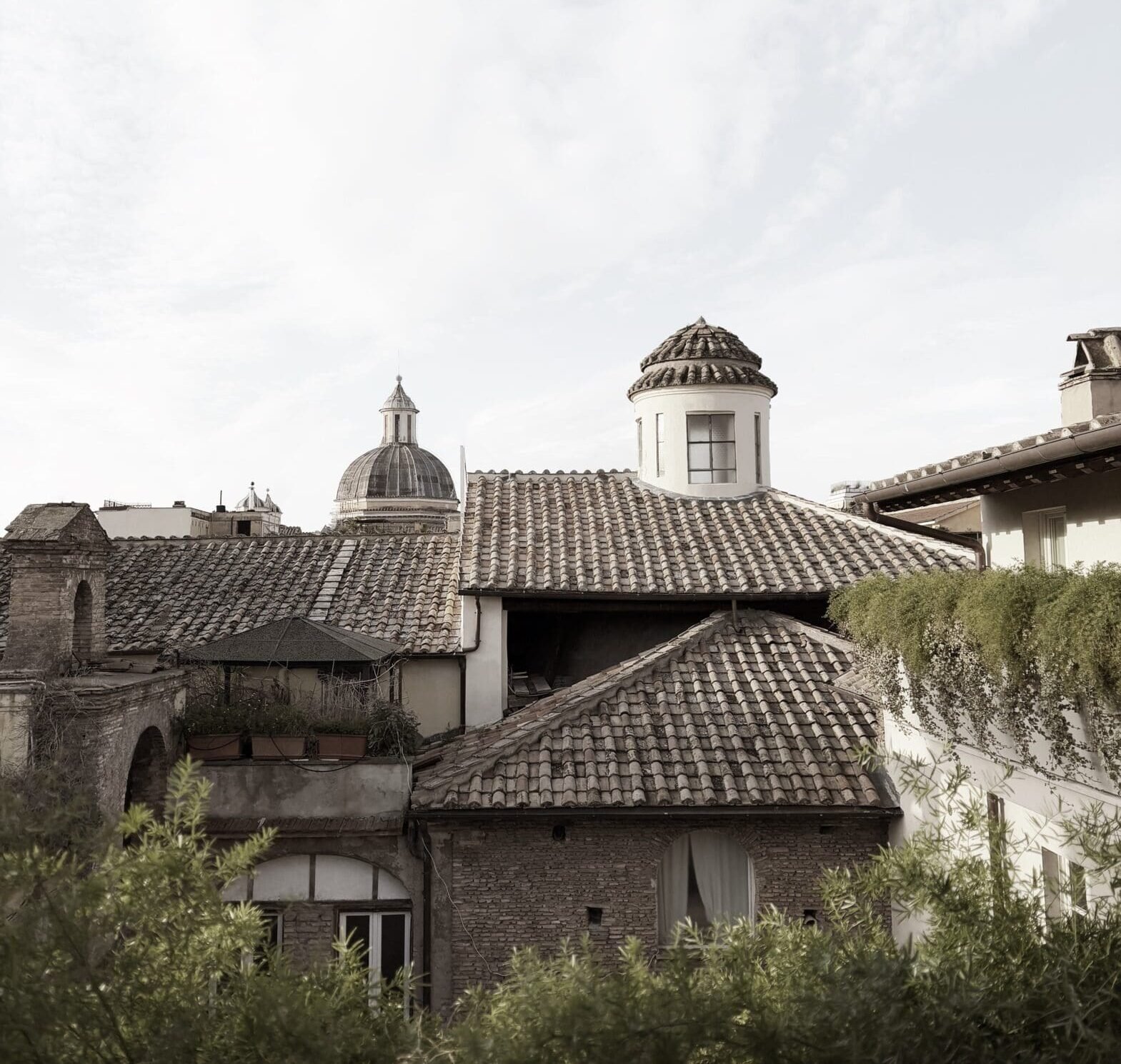 Terracotta rooftops and domes in the heart of Rome