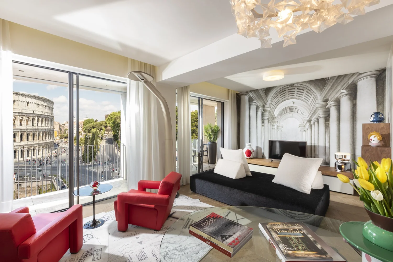 Grand View suite at Palazzo Manfredi looking onto the Colosseum