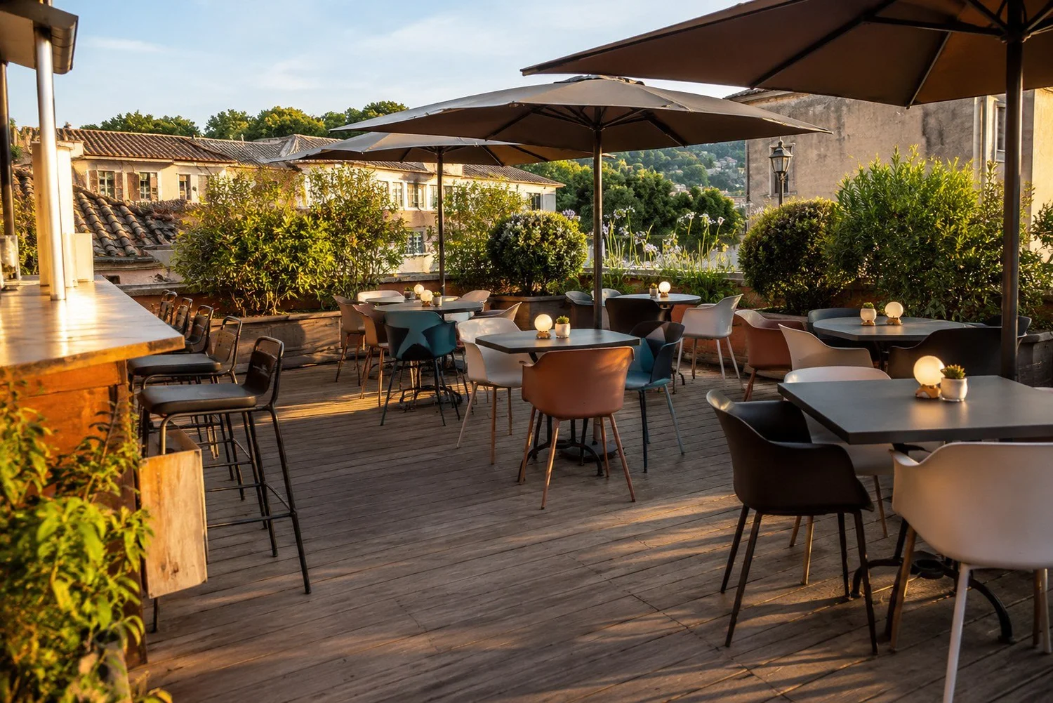 Rooftop terrace at D.O.M Hotel on Via Giulia