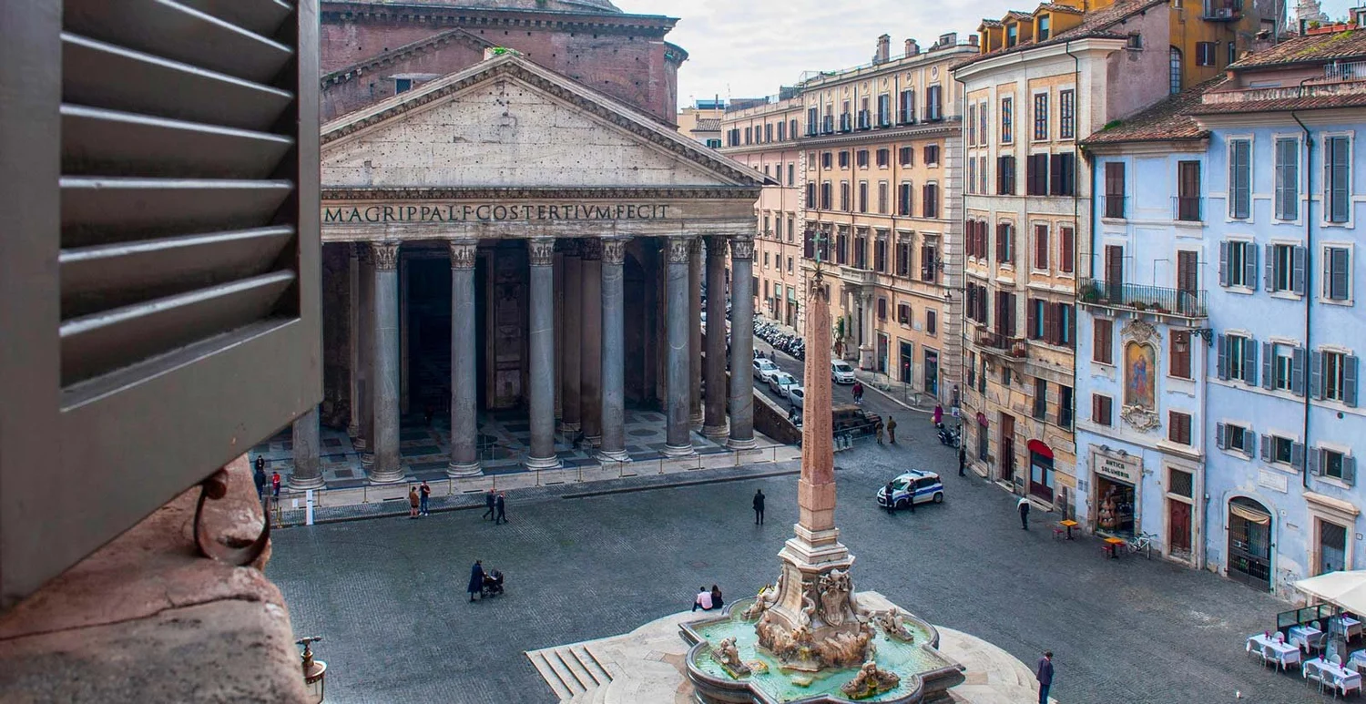 The Pantheon seen from a window at the Antico Albergo del Sole al Pantheon