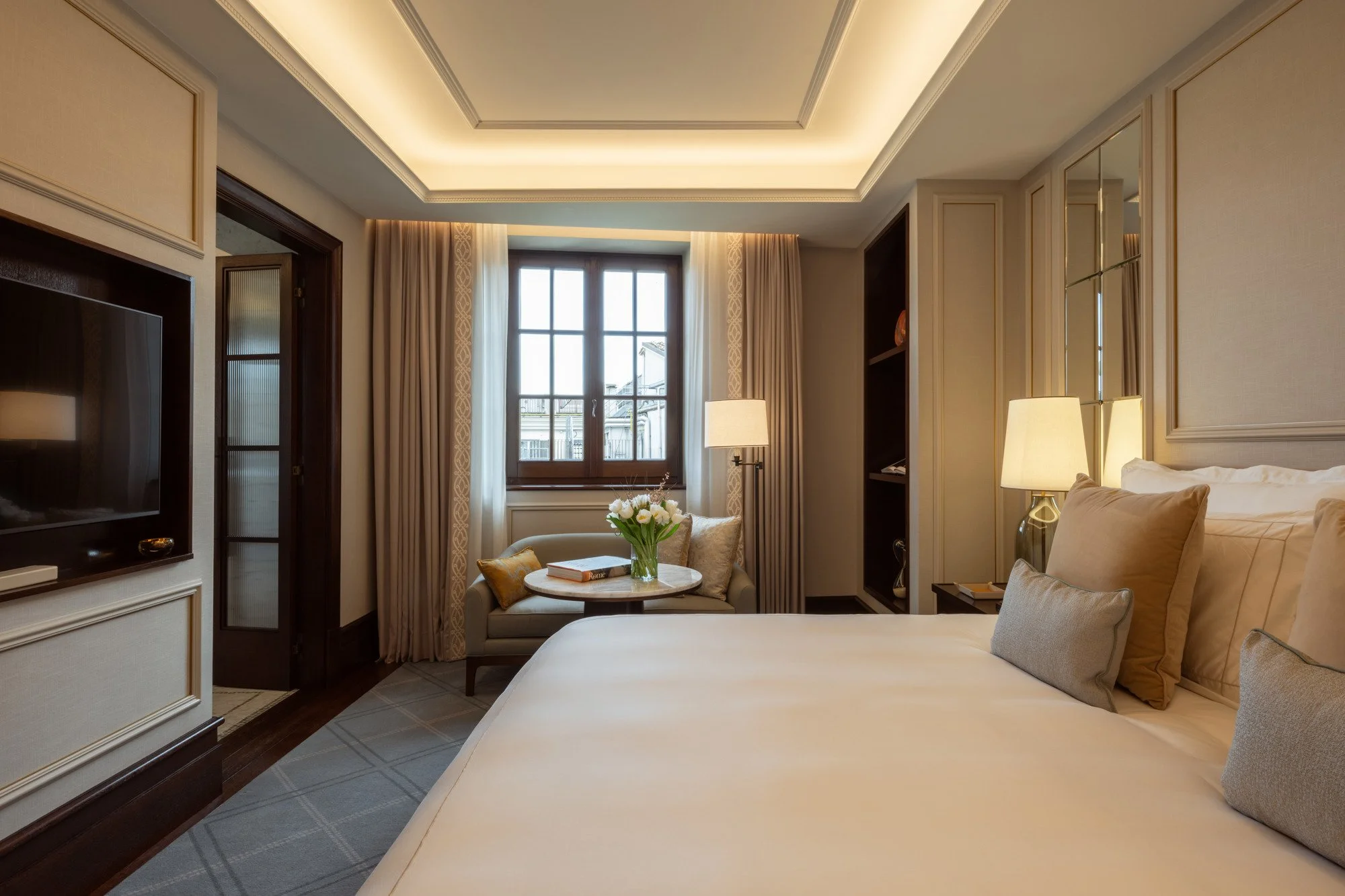 A deluxe room at Corinthia Rome