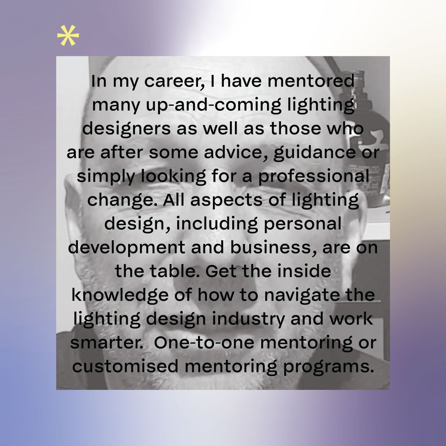 Visual representation of the detailed description of Martin Klaasen's expert mentoring services as displayed on the Light Talk website.