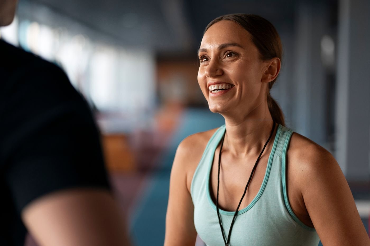 Happy fitness client