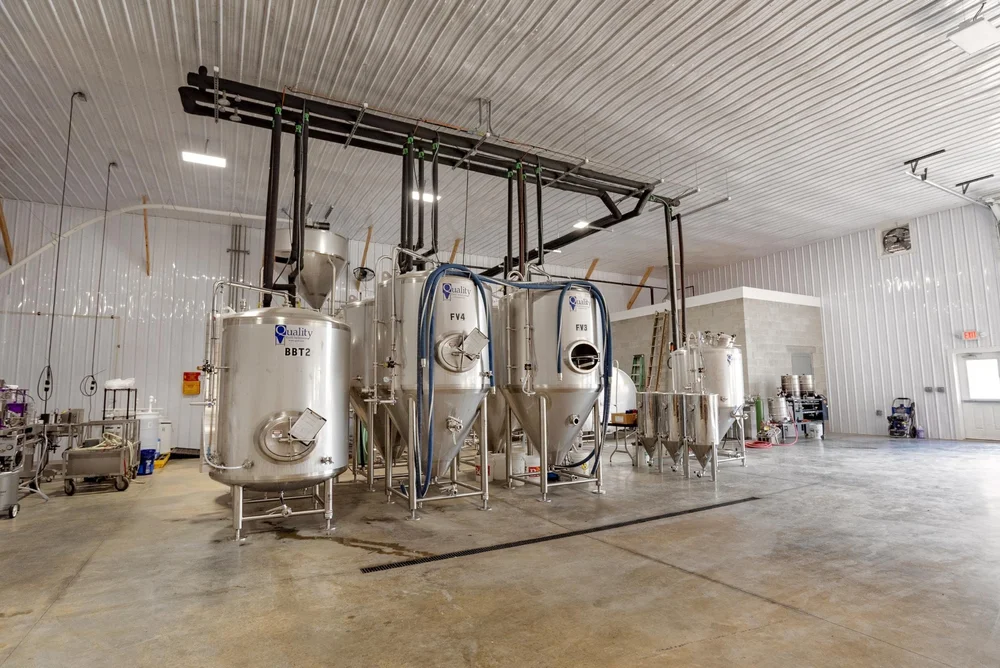 Stainless fermenters in the brewhouse