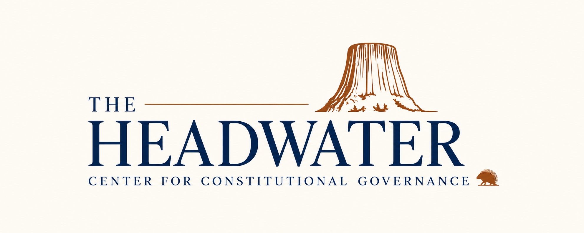 The Headwater Center for Constitutional Governance logo with Devils Tower and a porcupine