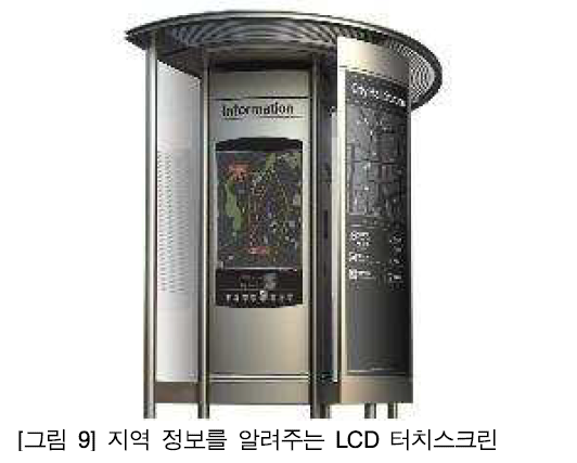Smart Post kiosk with LCD touchscreen providing local information on a pedestrian walkway