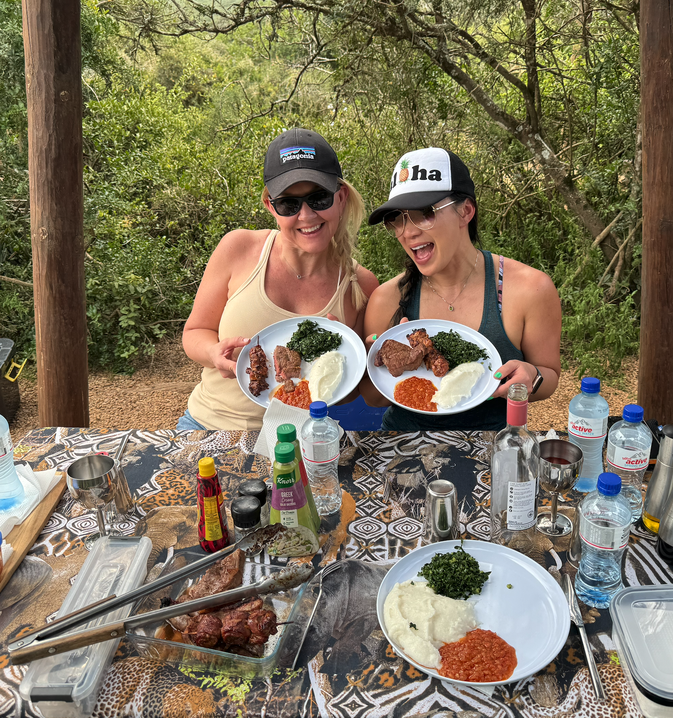 A safari picnic spread in the South African wilderness
