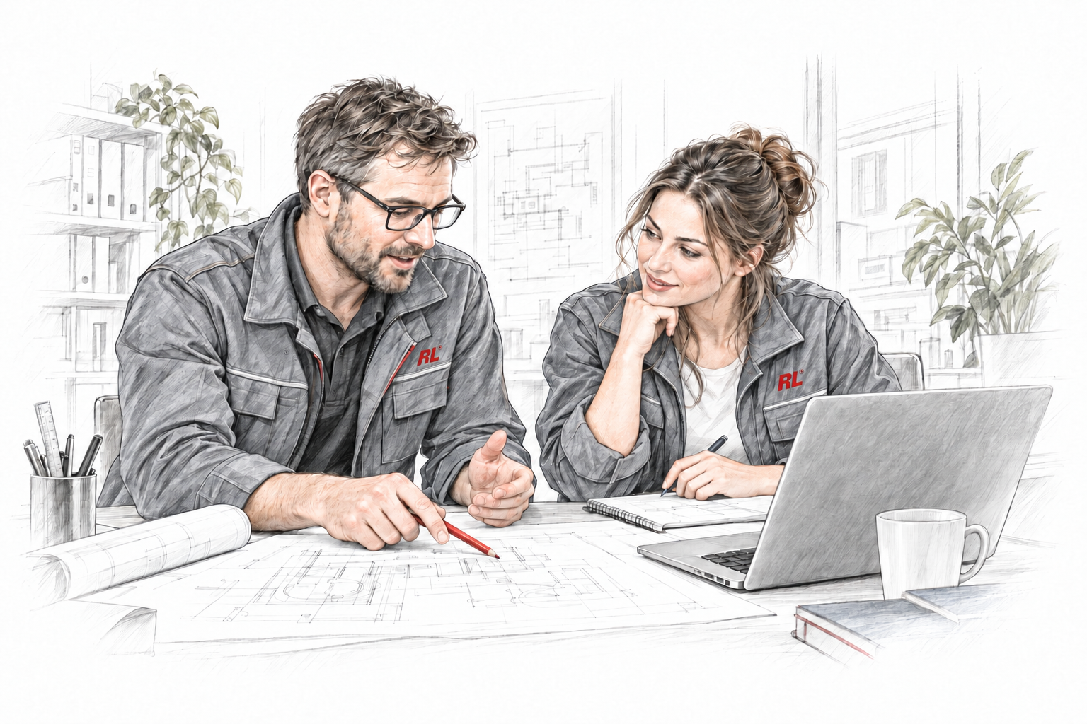 Illustrative Sketch-Vorschau: gemeinsame technische Beratung
