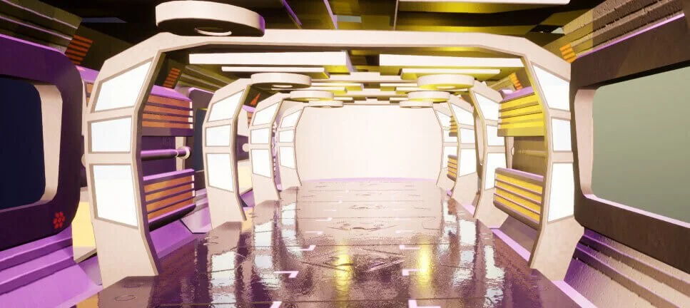 A bright frontal view through Paolo’s science-fiction hallway