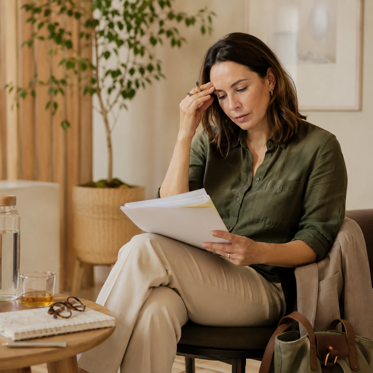 A calm office scene showing fatigue and brain fog support with Wellbeing George