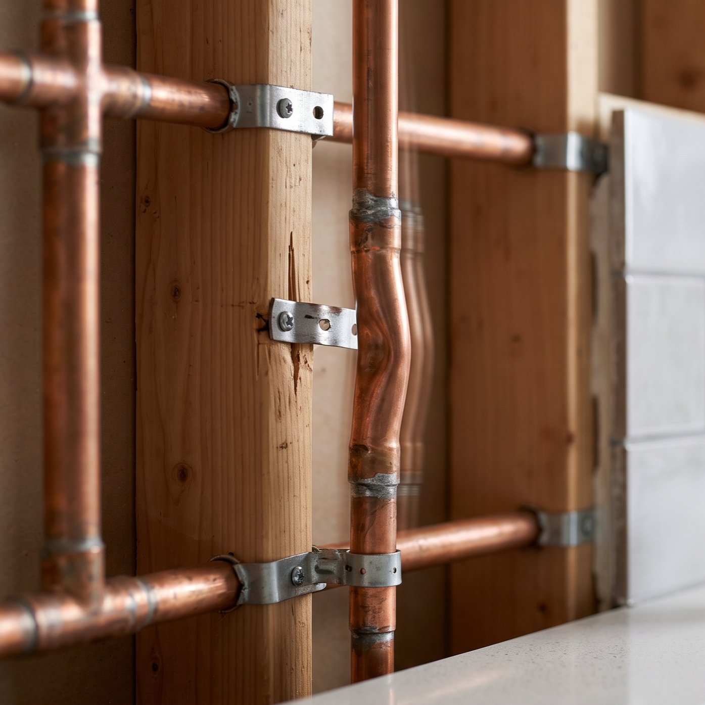 residential water hammer arrester installed on pipe