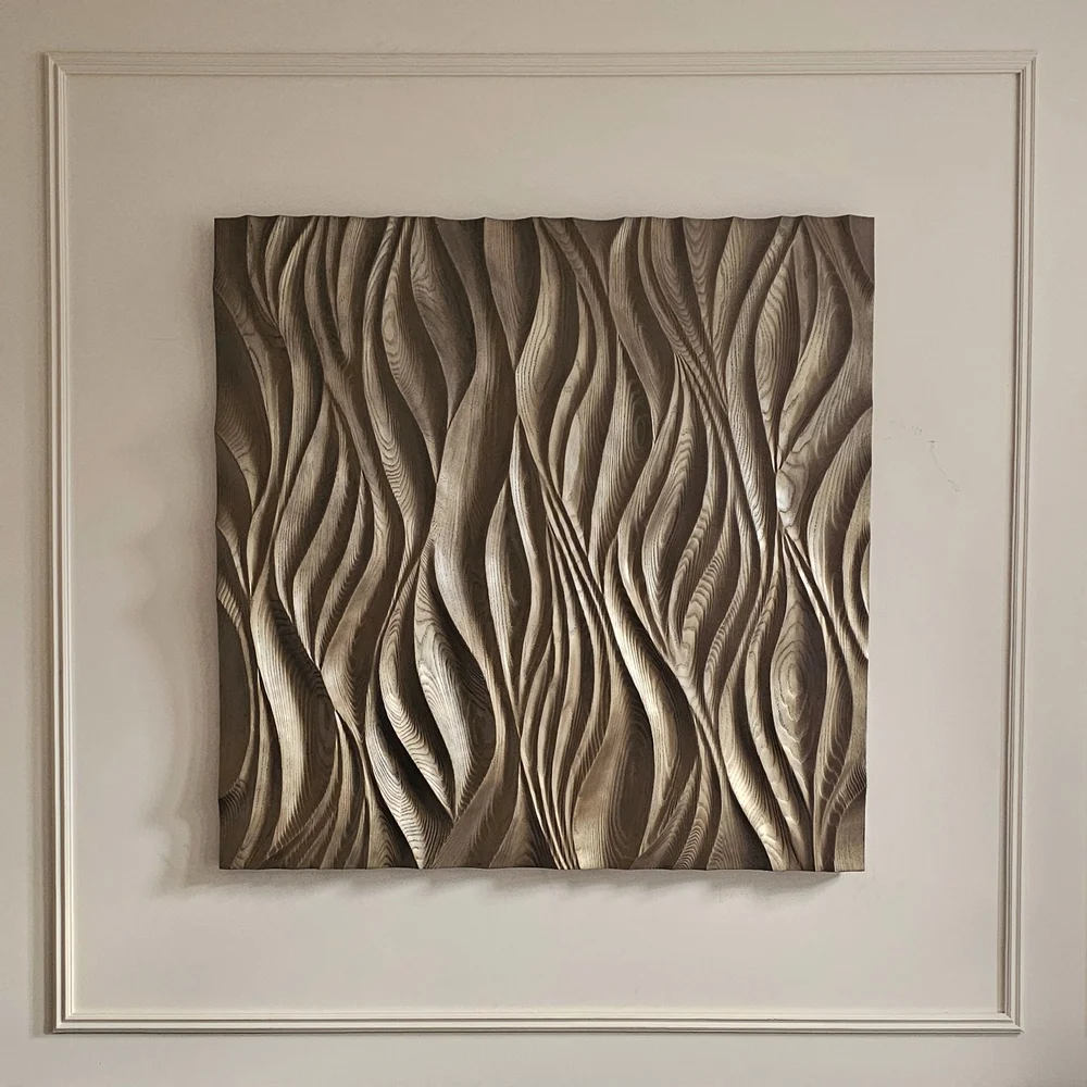 Carved ash wall sculpture commission