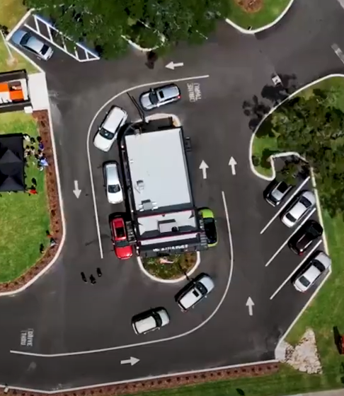 Jackie Mays future double drive thru overhead shot