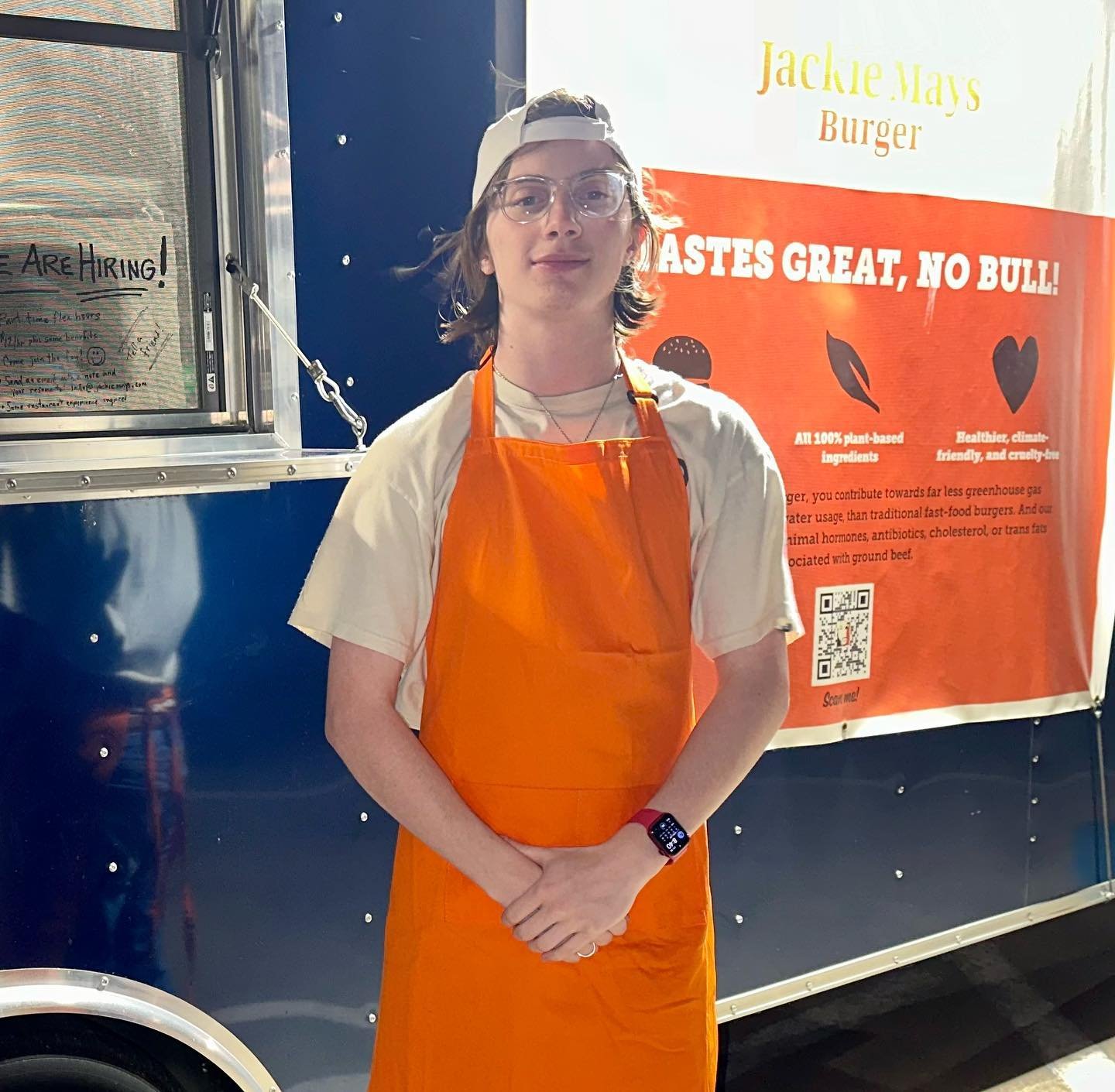 Jackie Mays crew member Dylan at the food truck