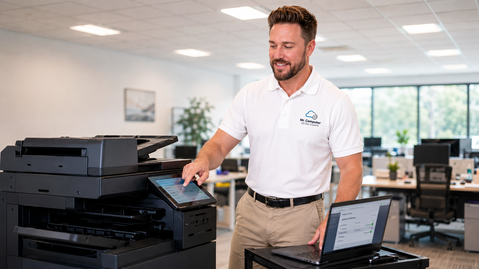 Commercial printer setup and network scanning support