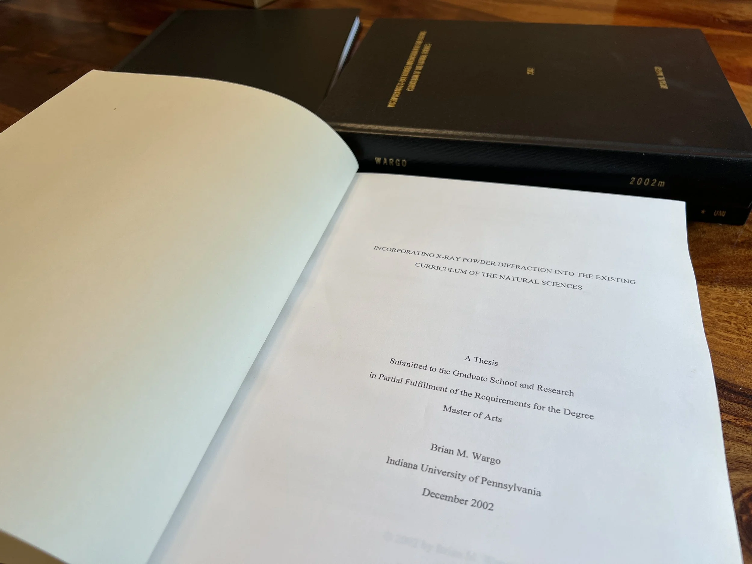 Wargo's Masters thesis was on incorporating x-ray crystallography in natural science curricula.