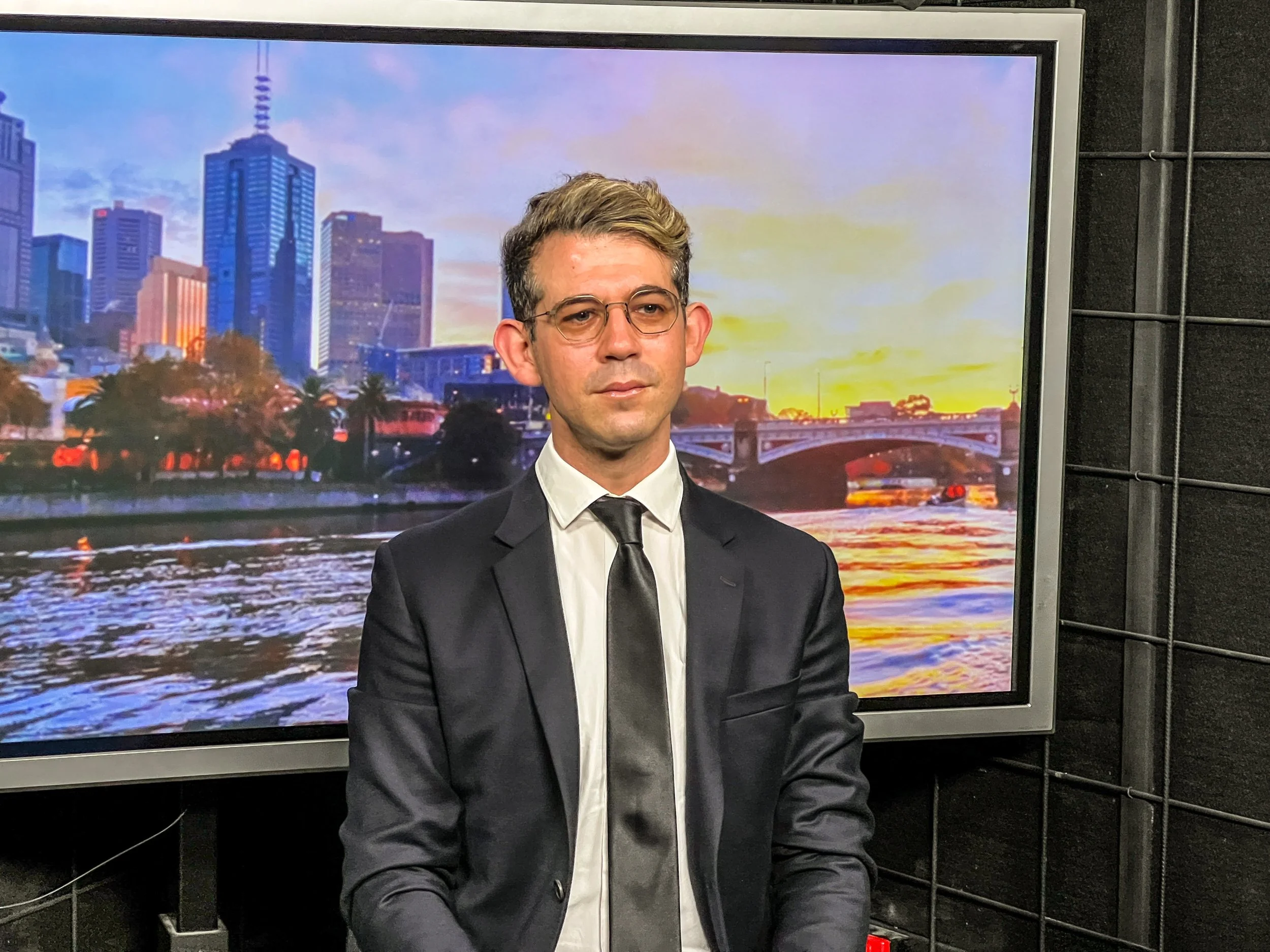 Miles Pattenden in a television studio