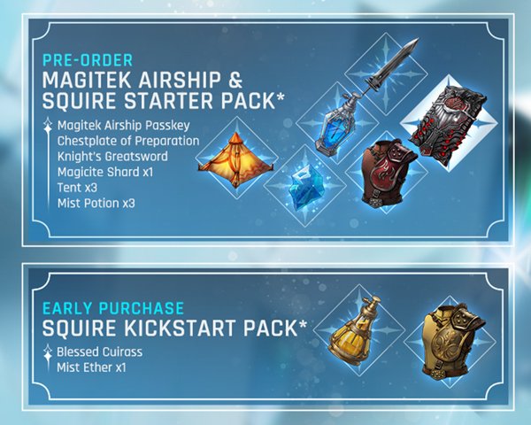 Pre-order Magitek Airship and Squire Starter Pack, plus early purchase Squire Kickstart Pack