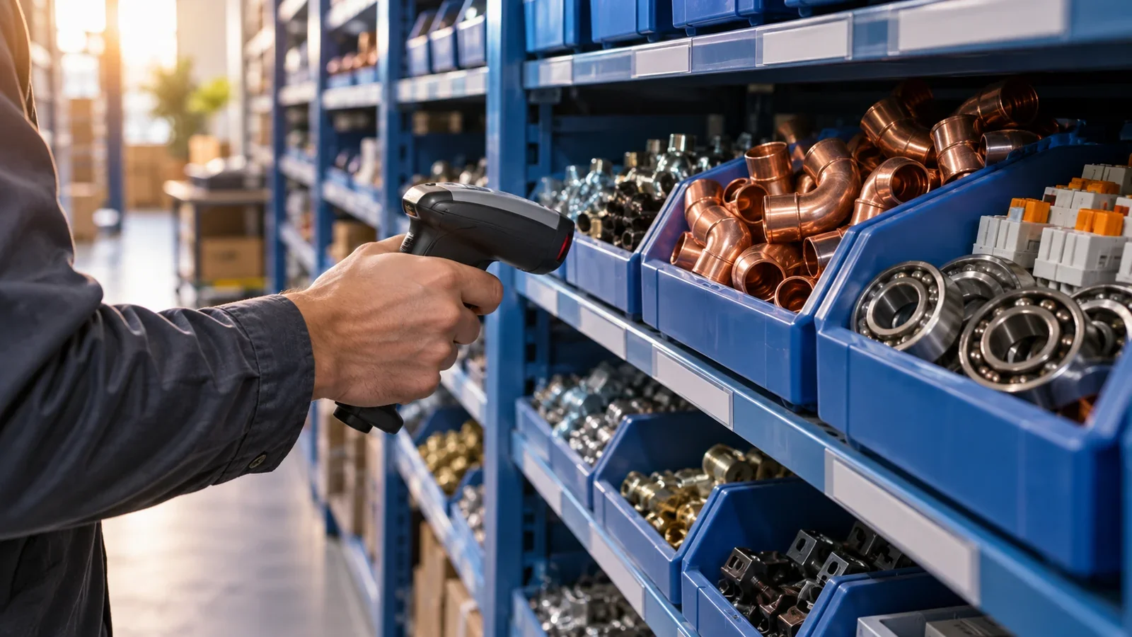 Industrial parts selected from a distributor pick location