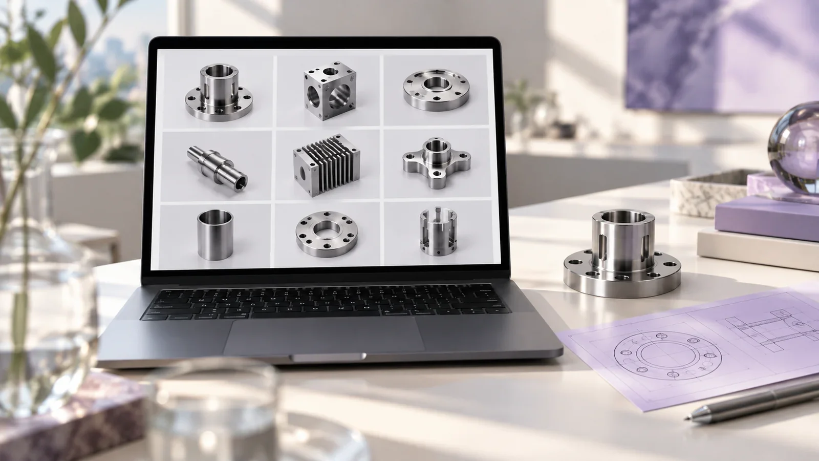 Product photographs arranged on a publishing workflow board
