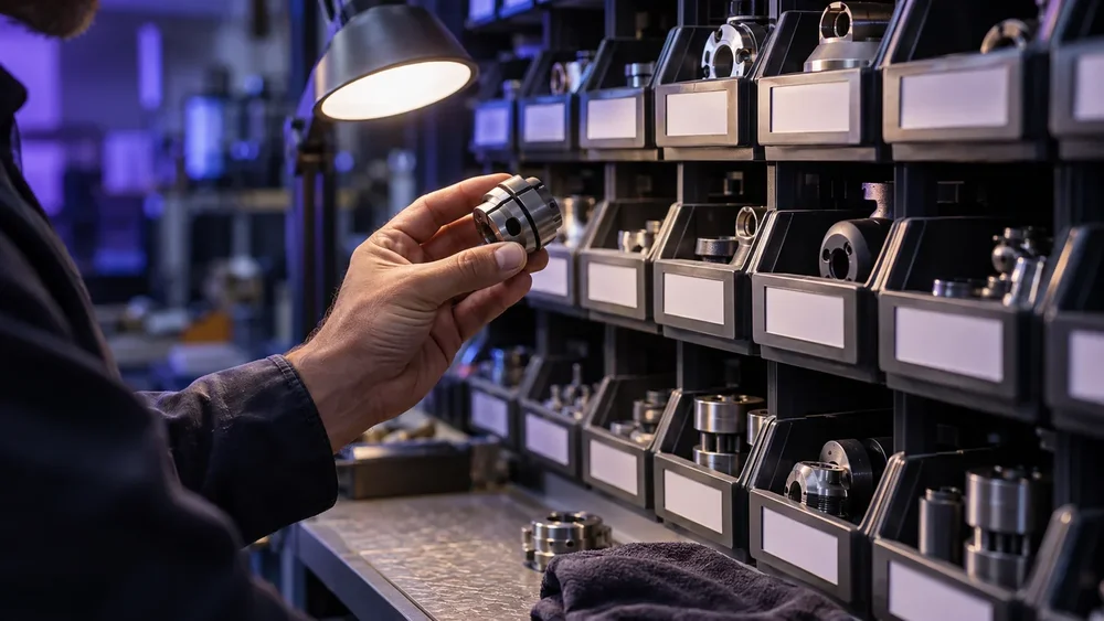 Illustrative identification of a mechanical coupling at a distributor parts station