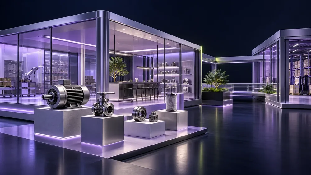 Conceptual modular commerce environment connecting industrial products and operations
