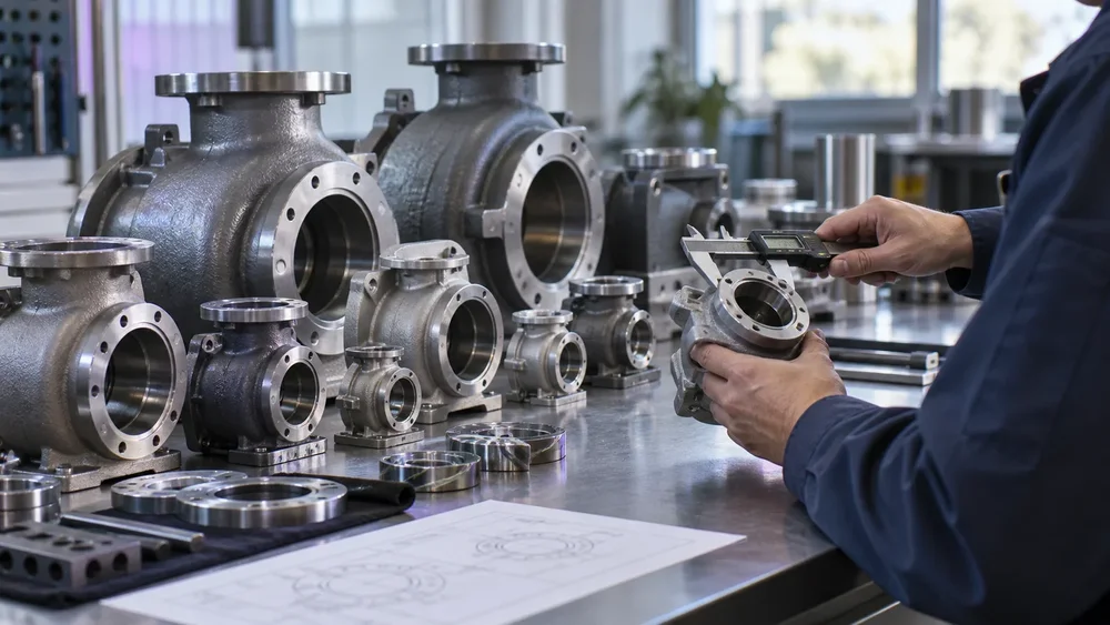 Illustrative quality-control inspection of a family of industrial pump housings