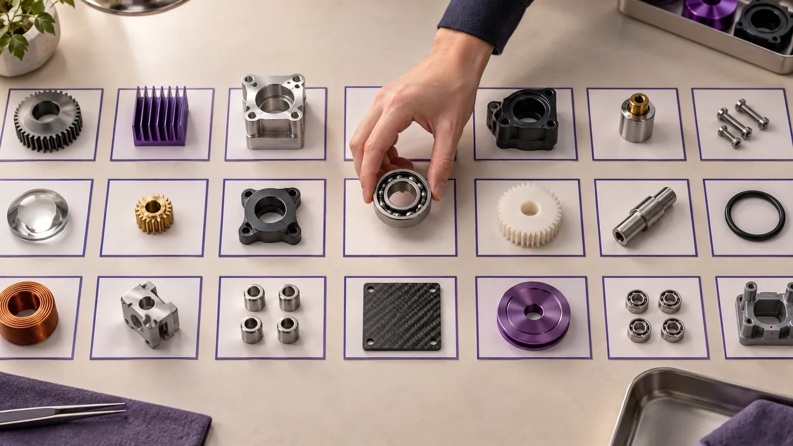 Mechanical component selected within an organized industrial catalog