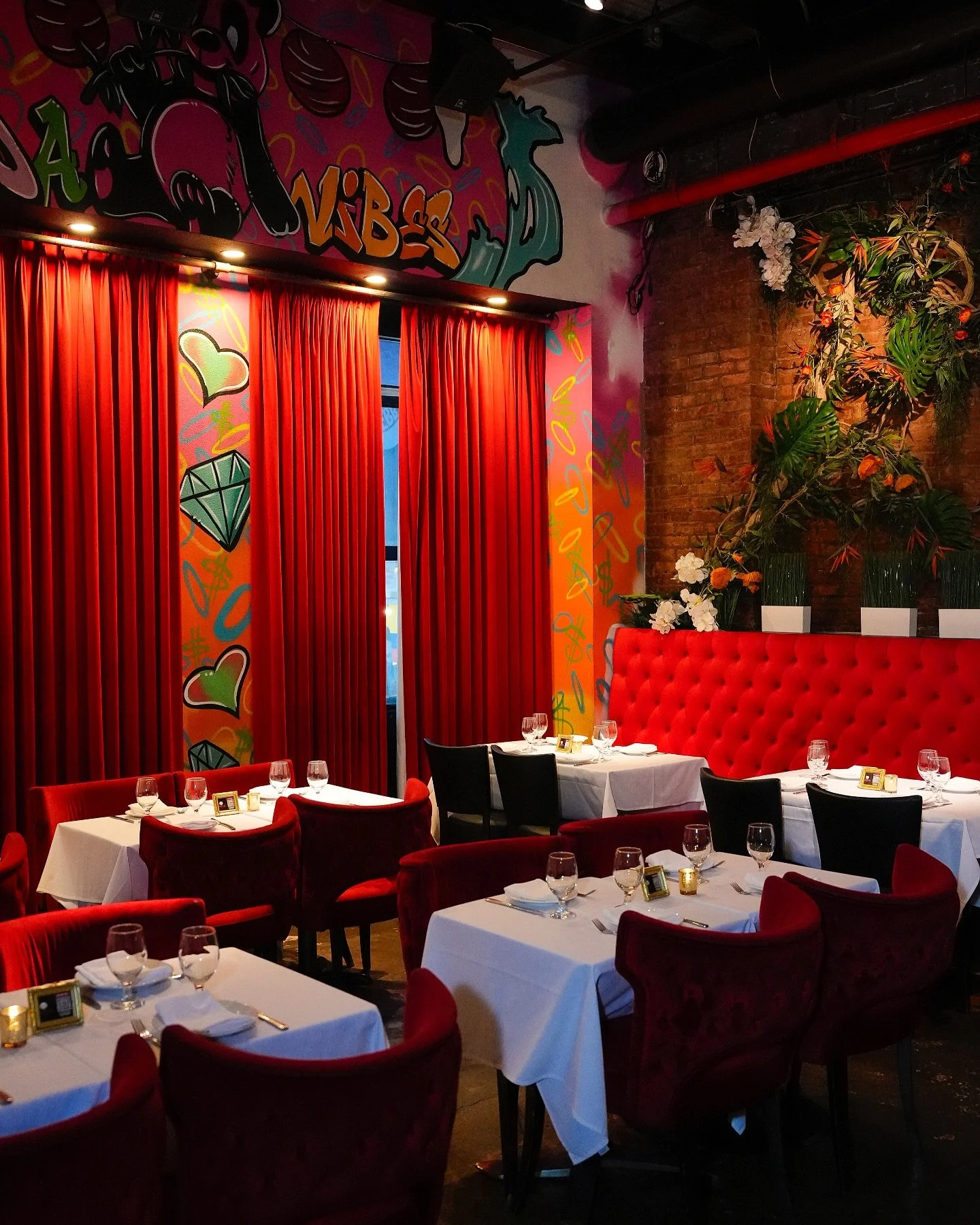 Panda Harlem restaurant interior with warm lighting and lively atmosphere