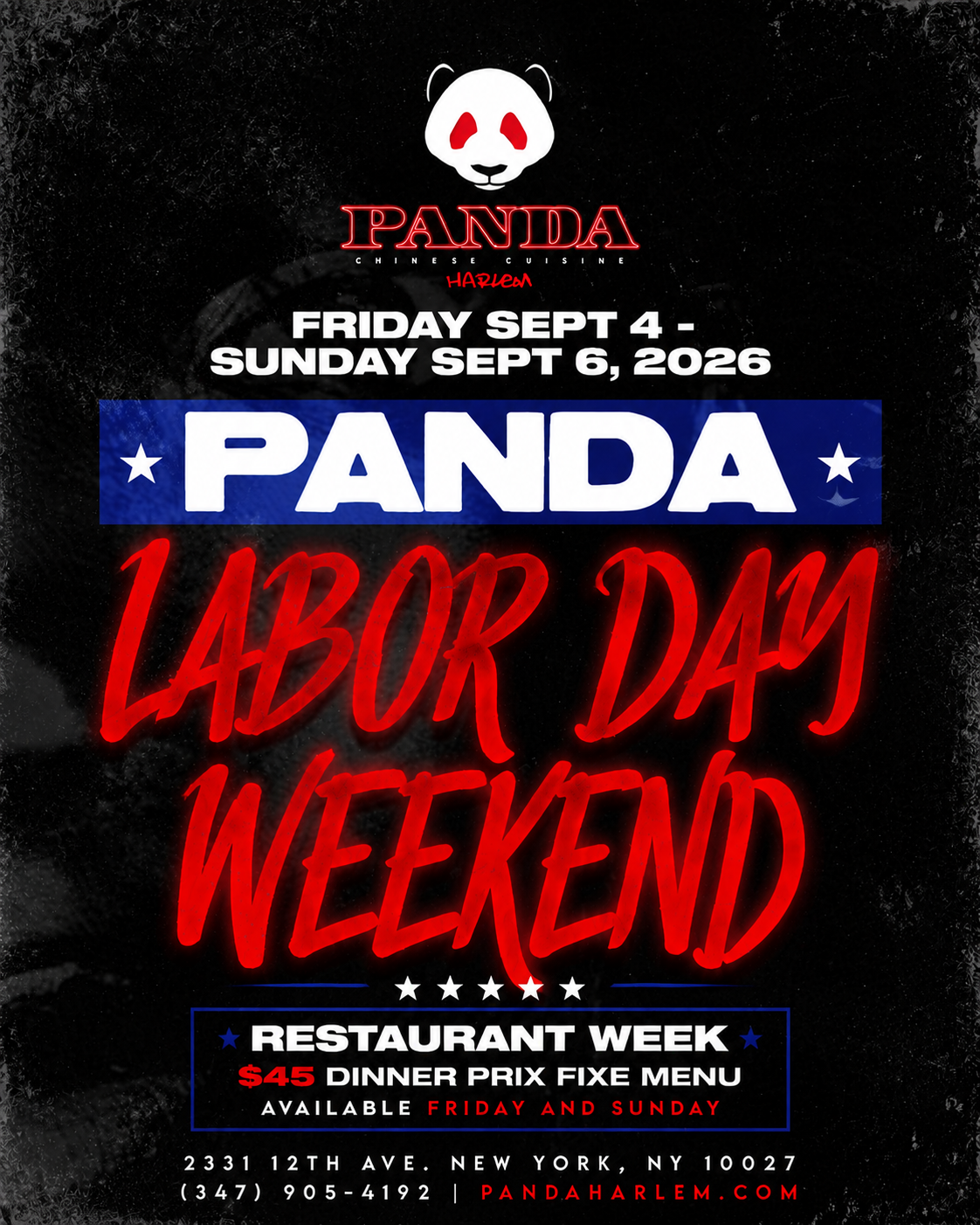 Panda Harlem Labor Day Weekend 2026