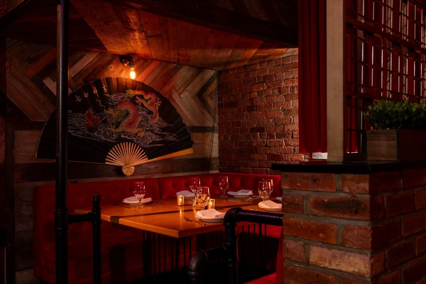 Dinner plates and cocktails at Panda Harlem