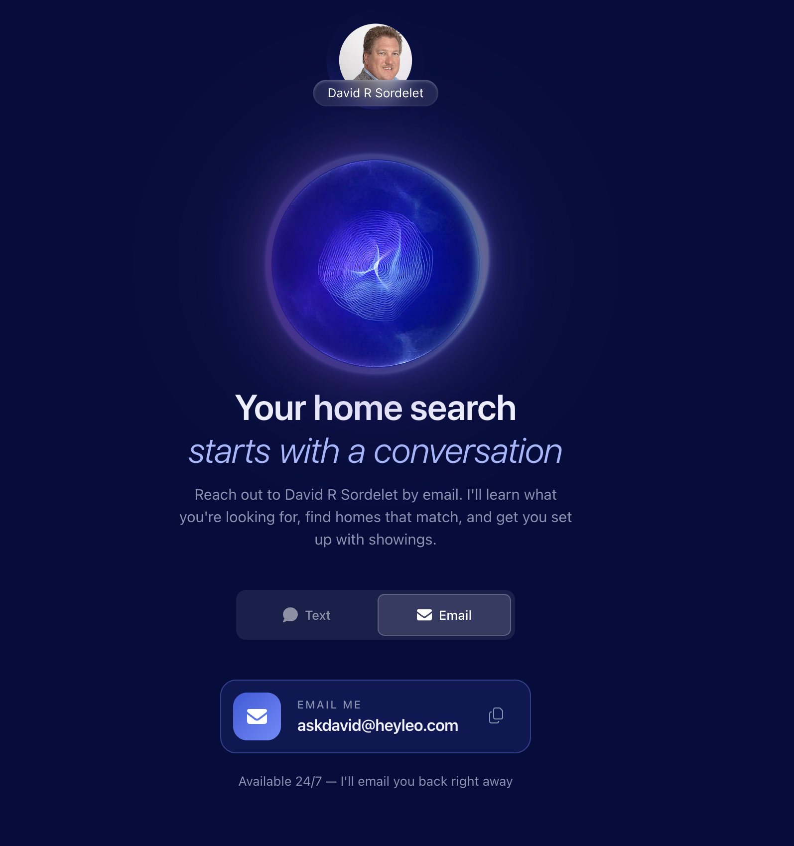 HeyLeo home search by email