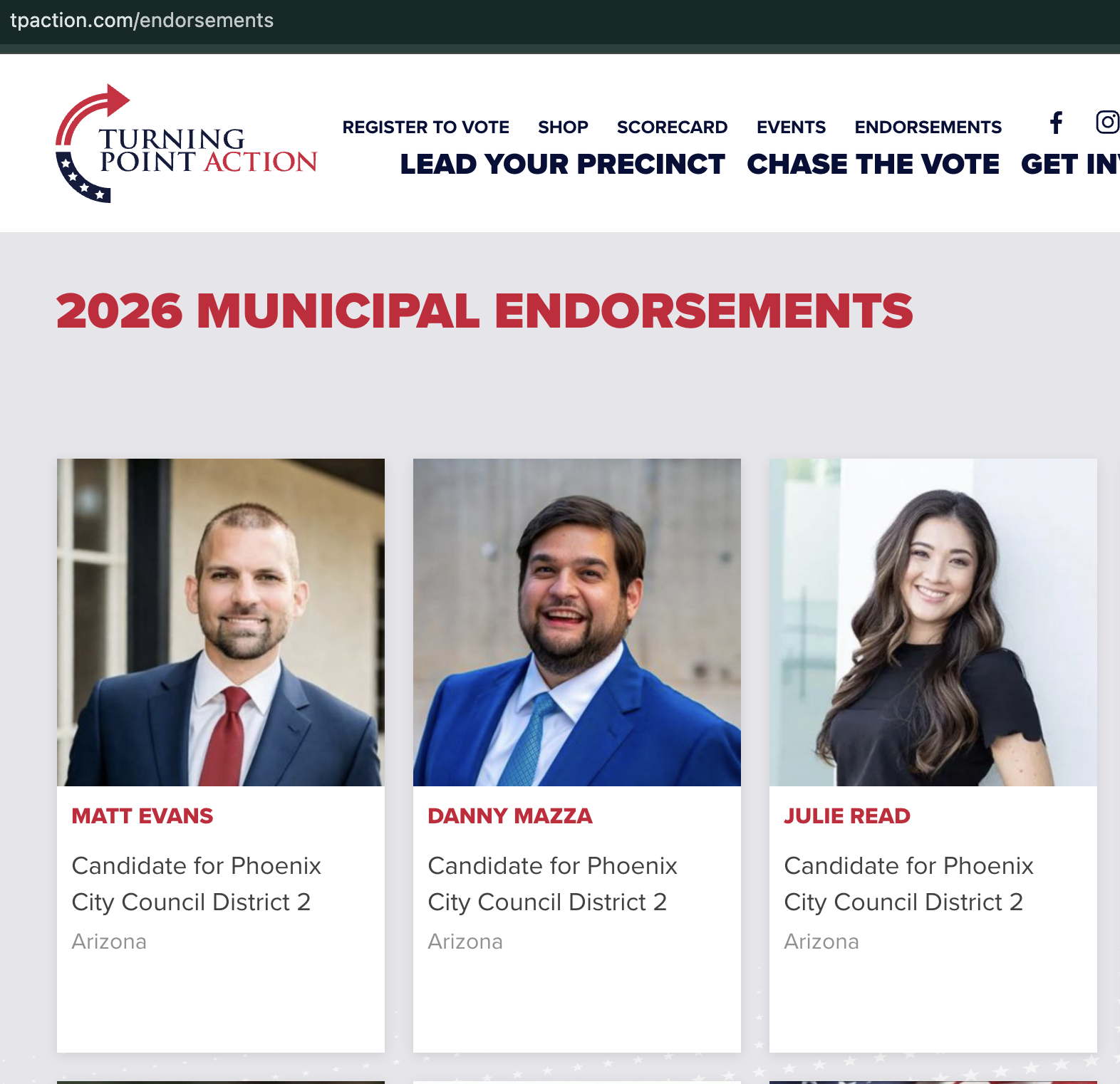Turning Point Action 2026 Municipal Endorsements - Phoenix City Council District 2