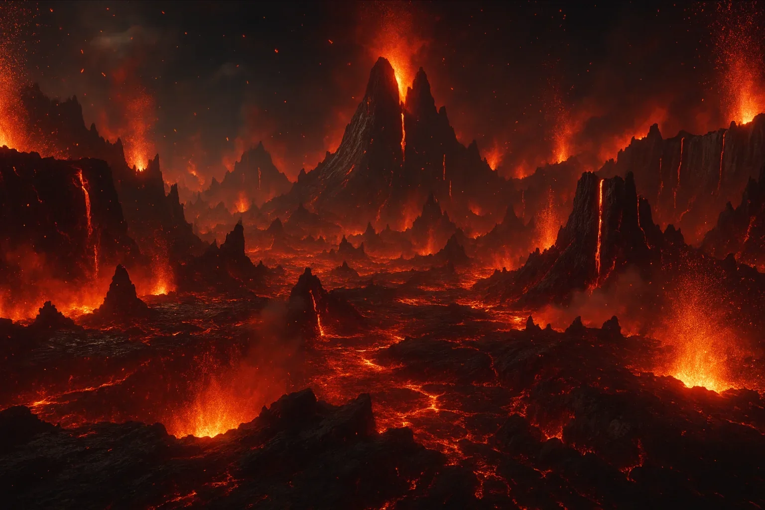Lava rivers and volcanic peaks in the Firelands