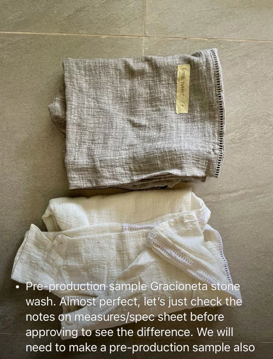 Folded pre-production sample with handwritten notes, Nousa Concept