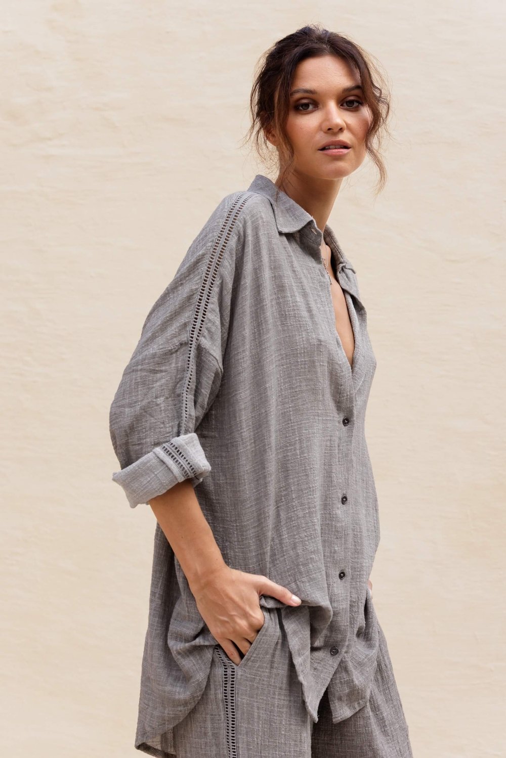 Nousa Concept SS26 womenswear — cotton shirts with stone-washed finish