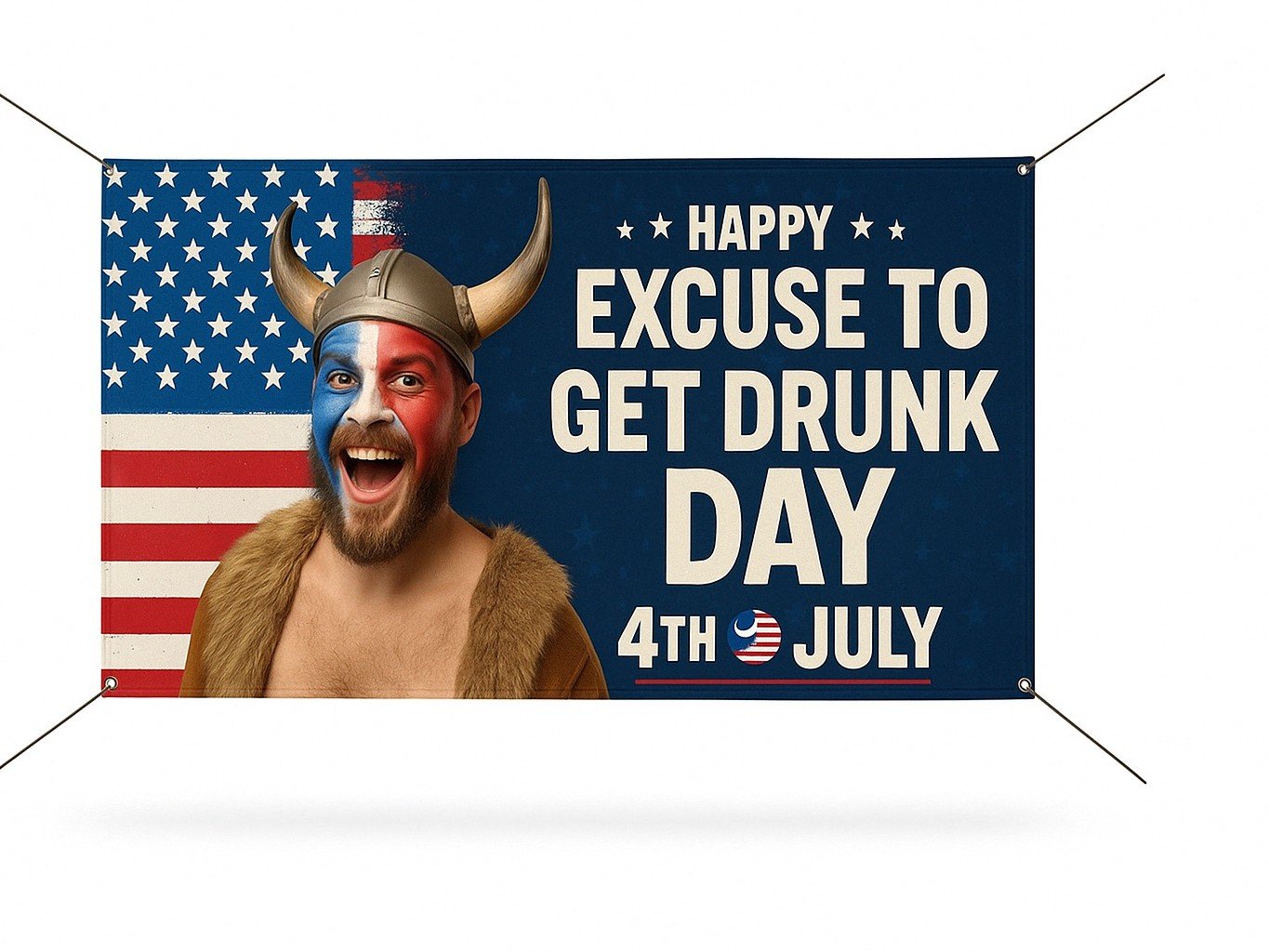 Custom 4th of July banner displayed outdoors